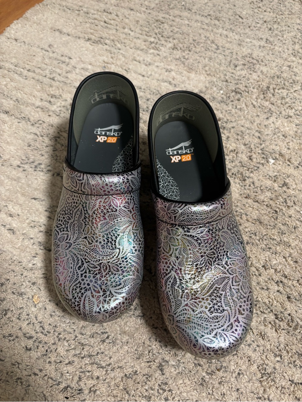 Dansko iridescent clogs